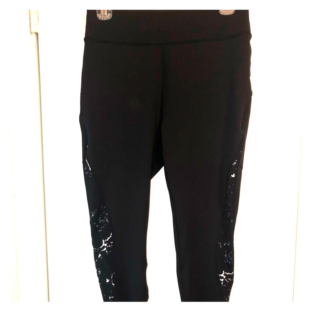 POPfit leggings- black grey marbled w/ dbl pockets